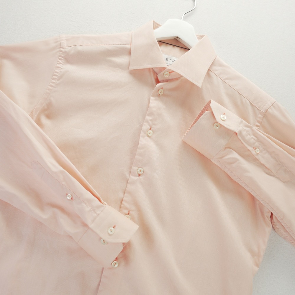 Eton Contemporary Fit Dress Shirt Mens 16 41 Peach Pink Cotton Long Sleeve